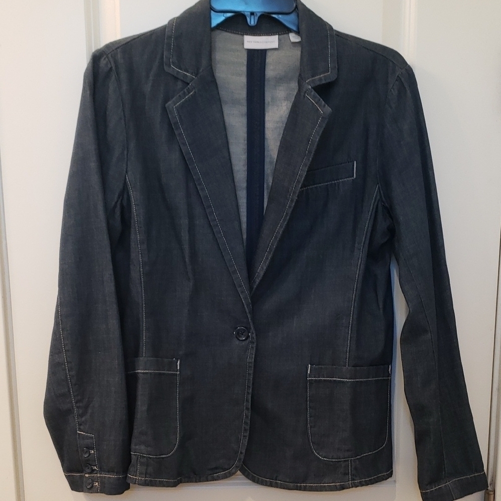 New York & Company Denim Blazer Fitted Silhouette